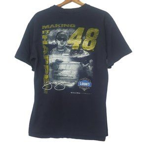 NASCAR Jimmie Johnson #48 Mens L T Shirt Blue Making It Happen Racing Team Lowes